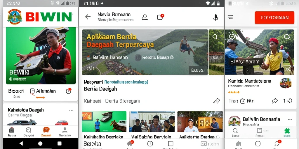 Antarmuka BIWIN menampilkan berita daerah terkini dengan jelas.