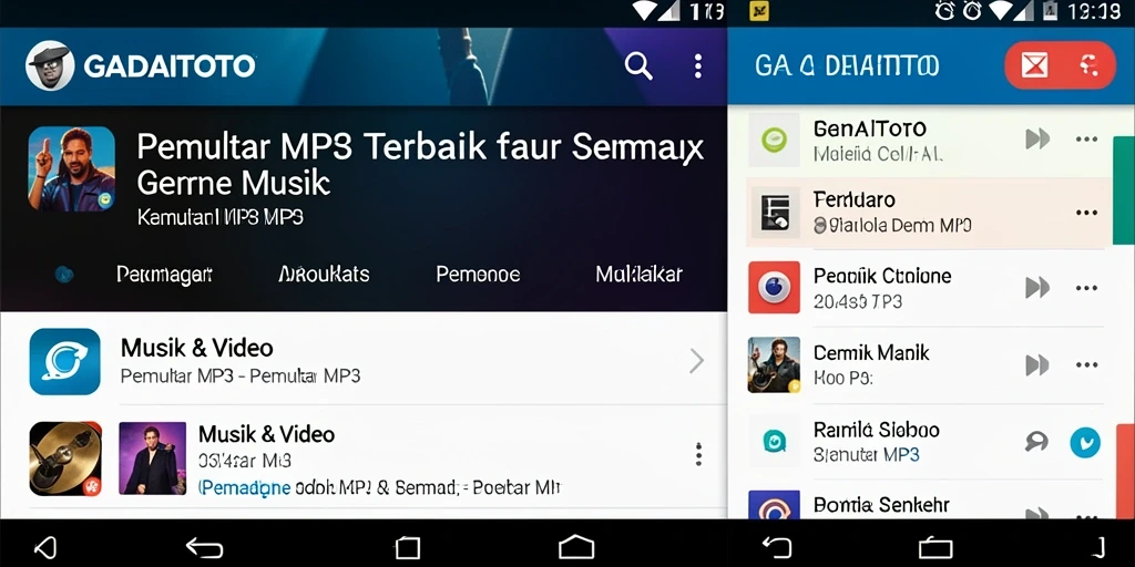 Tampilan antarmuka GADAITOTO Pemutar MP3 yang intuitif dan modern.