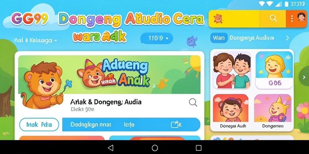 Antarmuka GG99 yang menyenangkan dan interaktif untuk mendengarkan dongeng.