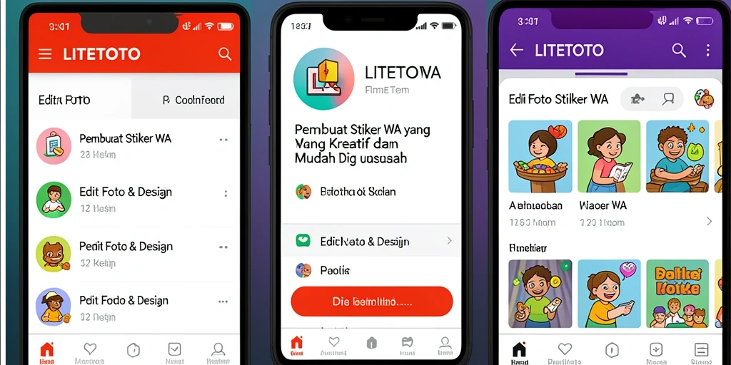 Antarmuka LITETOTO dengan berbagai fitur pembuat stiker WA.