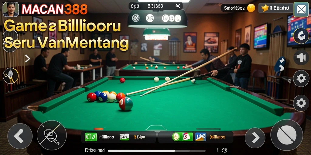 Tampilan antarmuka game Billiard yang modern dan menarik.
