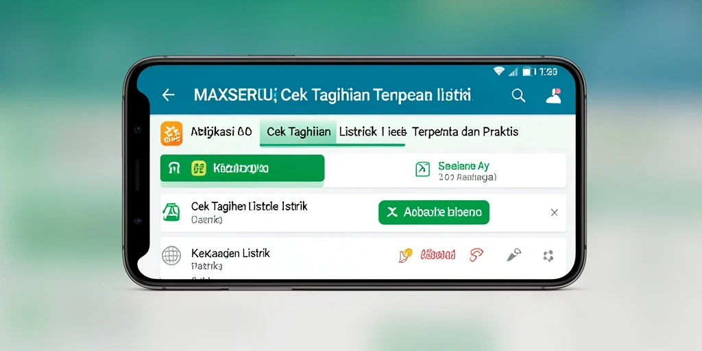 Tampilan antarmuka aplikasi MAXSERU yang sederhana dan informatif untuk cek tagihan listrik.