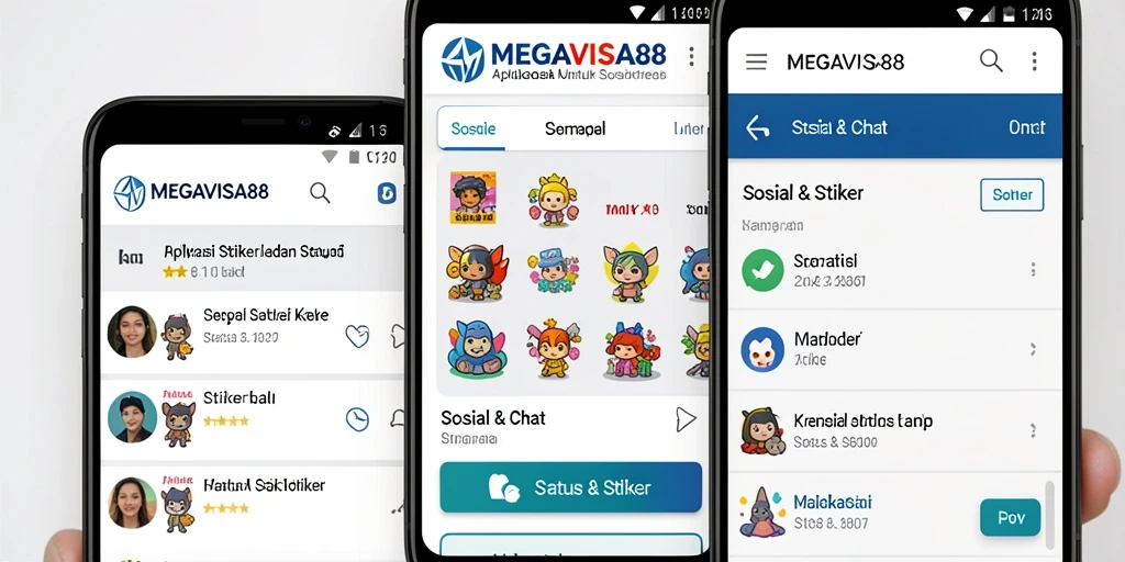 Tampilan antarmuka MEGAVISA88 dengan berbagai pilihan stiker menarik.